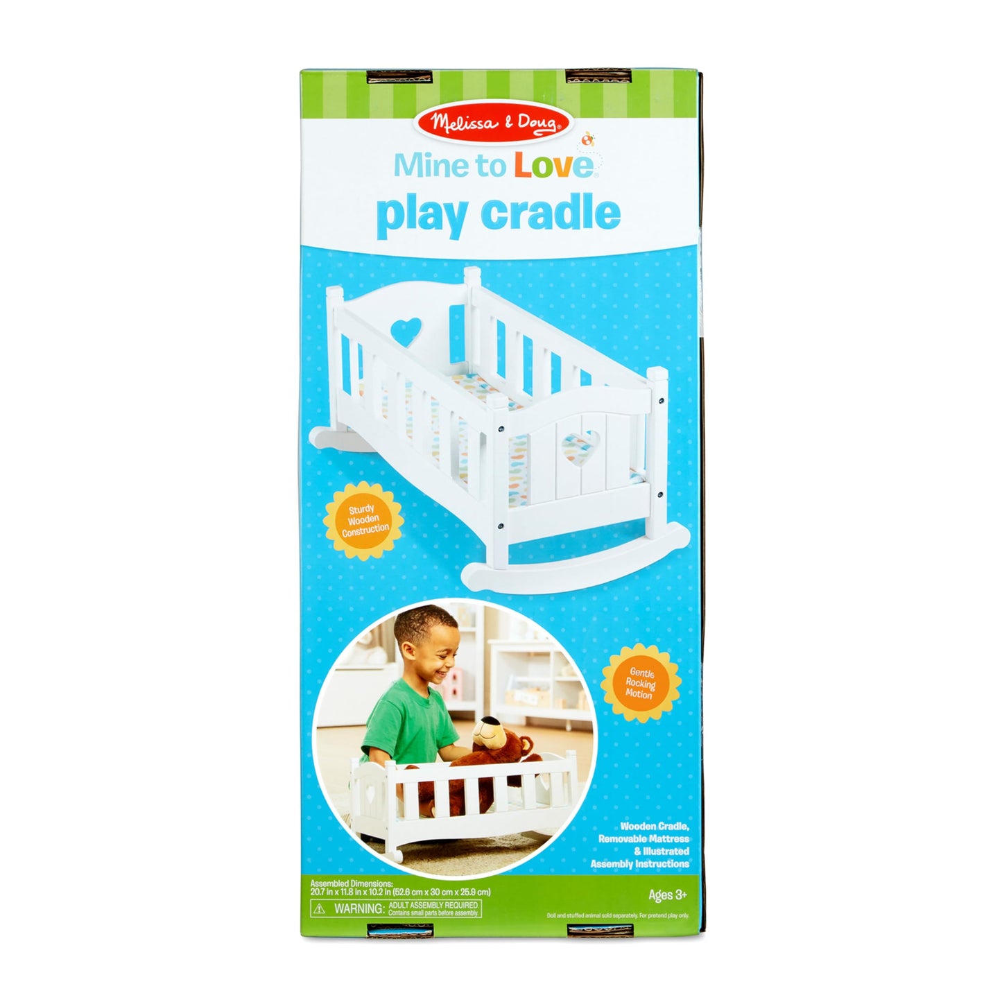 Melissa & Doug Wooden Doll Cradle - White, for Dolls & Stuffed Animals, Model 96566