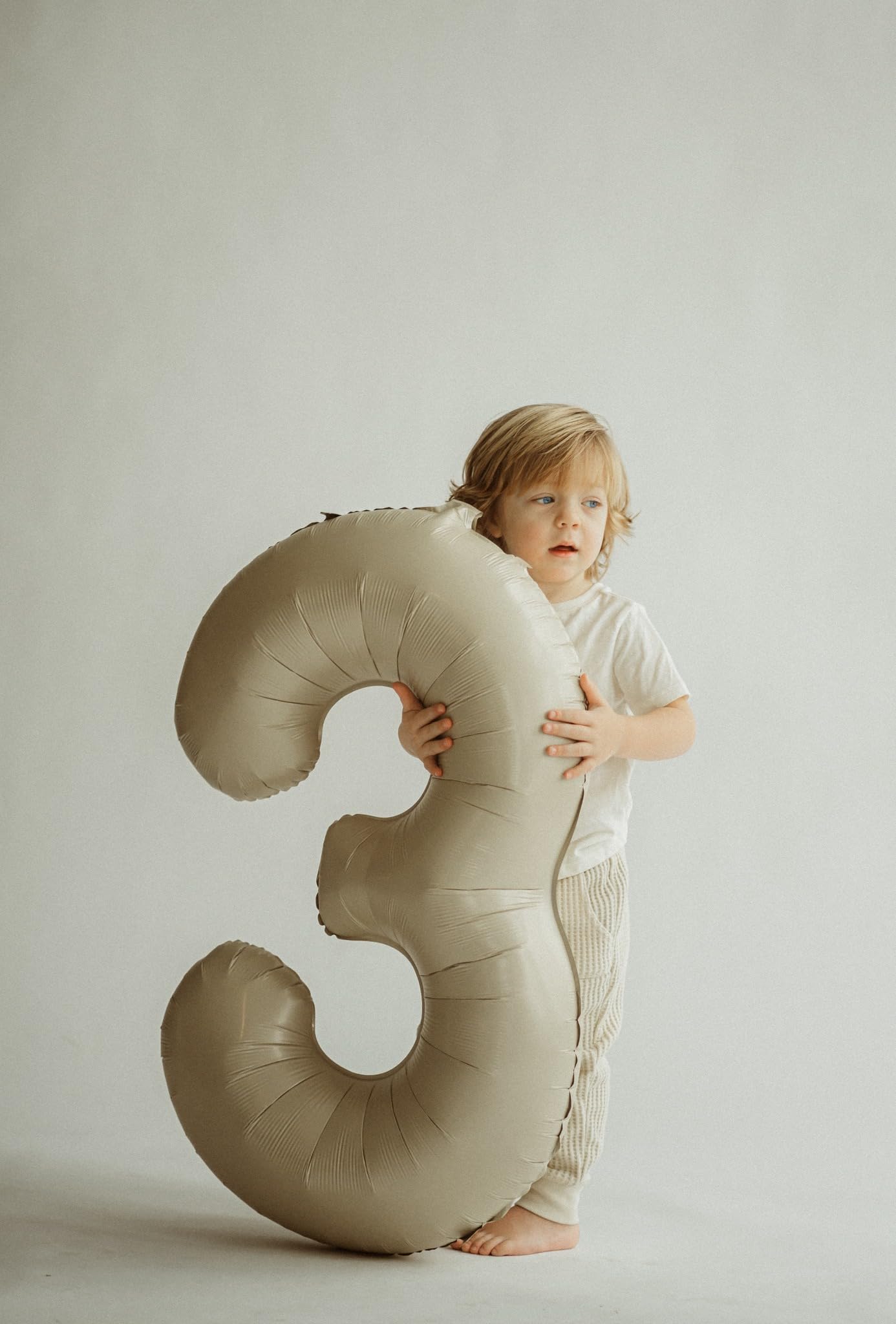 Cream Number 3 Balloon 40 Inch, 3 Balloon Number, 3Rd Birthday Decorations, Cream Party Supplies For Boys Girls