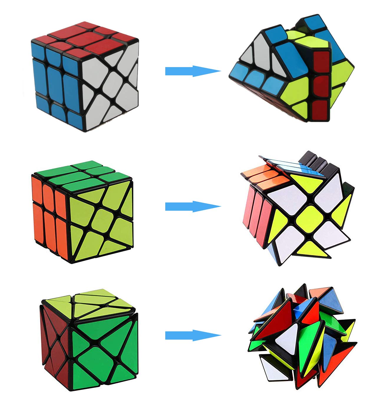 Speed Cube Set Ahyuan 3 Pack Magic Speed Cube Bundle 3X3X3 Yj Windmill Cube Yongjun Axis V2 Cube Yj Fisher Cube 3X3 Sturdy And Smooth Speed Cube Puzzles Toy For Kids And Adults