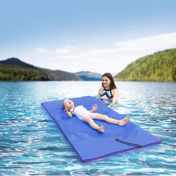 Warmounts Floating Water Mat, 7' X 3' Lily Pad Floating Mat, 3-Layer Tear-Resistant Xpe Foam Water Mat With A 16.4'' Bungee Teth