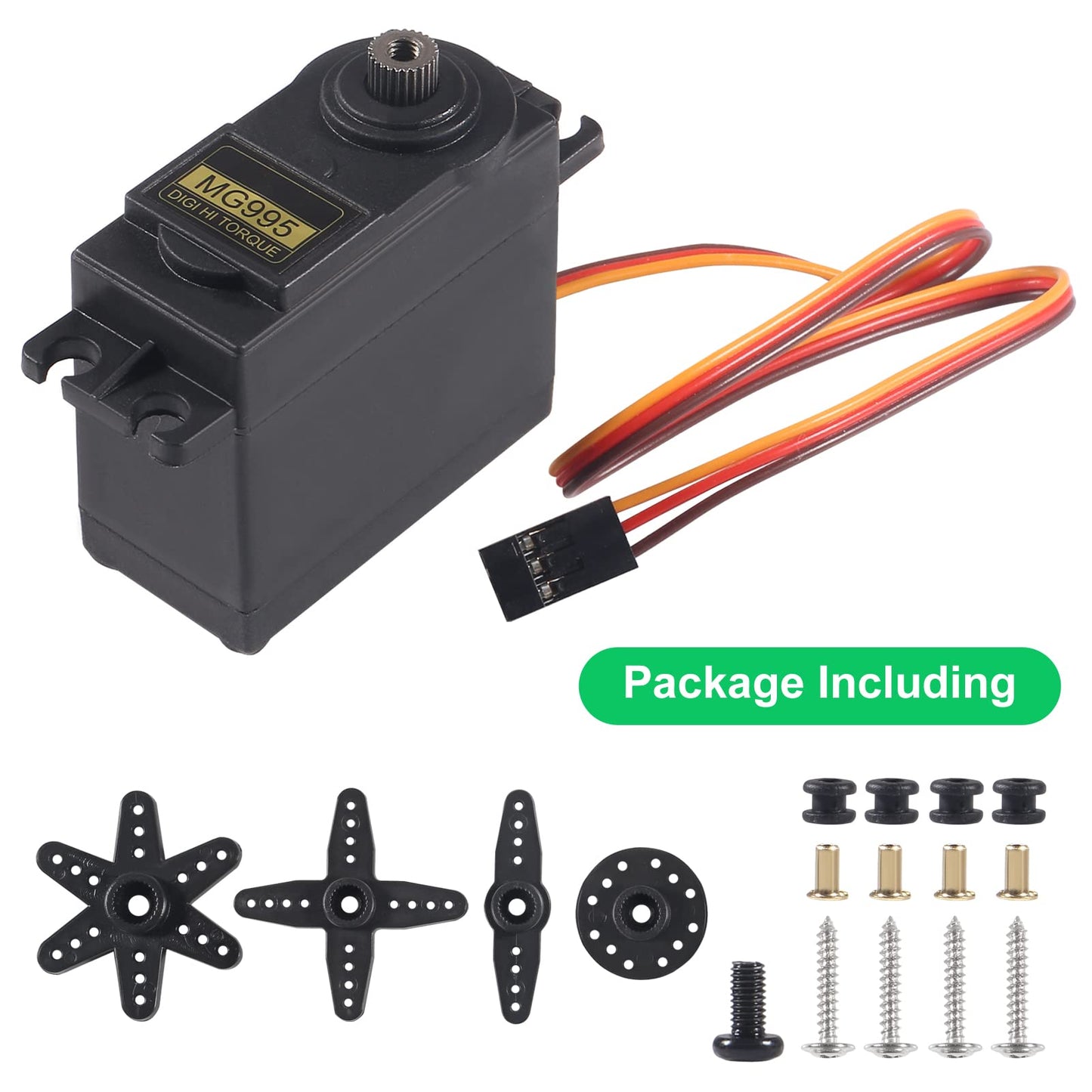 DWEII Servo Motor MG995 Control Angle180 Metal Gear Servo 20KG Digital High Speed Torque Servo Motor for Smart Car Robot Boat RC
