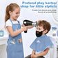 Dreamon Kids Barber Shop Pretend Play Set - Wooden Hair Salon Toys, Child-Size with Beard, Shaver, Dryer & Tool Bag, Model MZ005