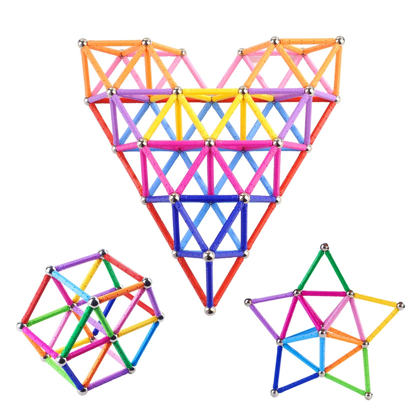 Veatree 160pcs Magnetic Building Blocks Toys  2.3 Magnetic Sticks and Non-Magnetic Balls Set Magnet Game for Kids and mature-themed  3D STEM Building Toys with Storage Bag