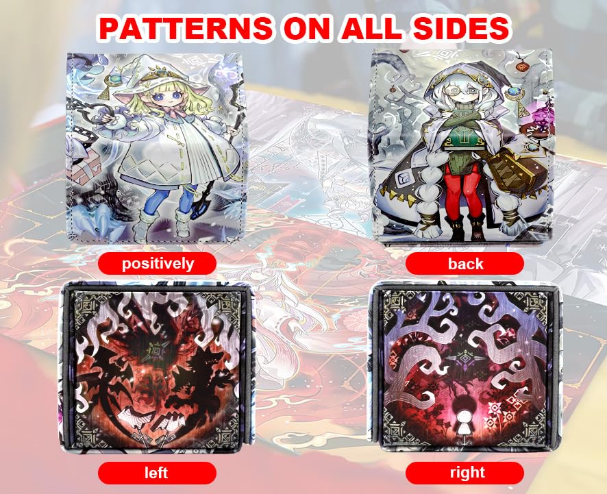 sabermaster Card Deck Box Fits for YGO MTG,100+ Card Storage Box Trading Games PU Leather Storage Premium Deck Case (White Fores