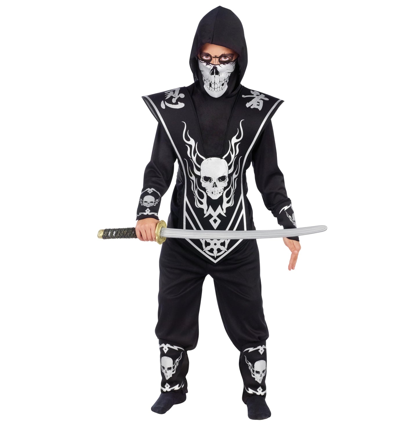 Morris Costumes FW110092SM Childs Ninja Skull Costume, Red & Black - Small