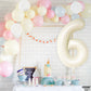 Katchon, Giant Cream Number 6 Balloon - 40 Inch | 6Th Birthday Balloon For 6Th Birthday Decorations | 6 Balloons For Birthday | Six Balloon Number | 6 Year Old Balloon For 6 Year Decorations