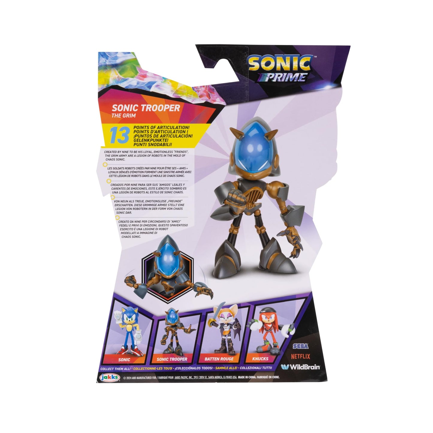 Sonic Prime 5-inch Sonic Trooper - The Grim Action Figure 13 Points of Articulations. Ages 3+ (Officially Licensed by Sega and N