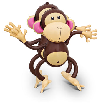 4E'S Novelty Inflatable Monkeys (2 Pack) 27 Inch Large Monkeys Inflatables For Jungle Decor, Safari Jungle Birthday Decorations, Kids Animal Party Supplies, Baby Shower Favors