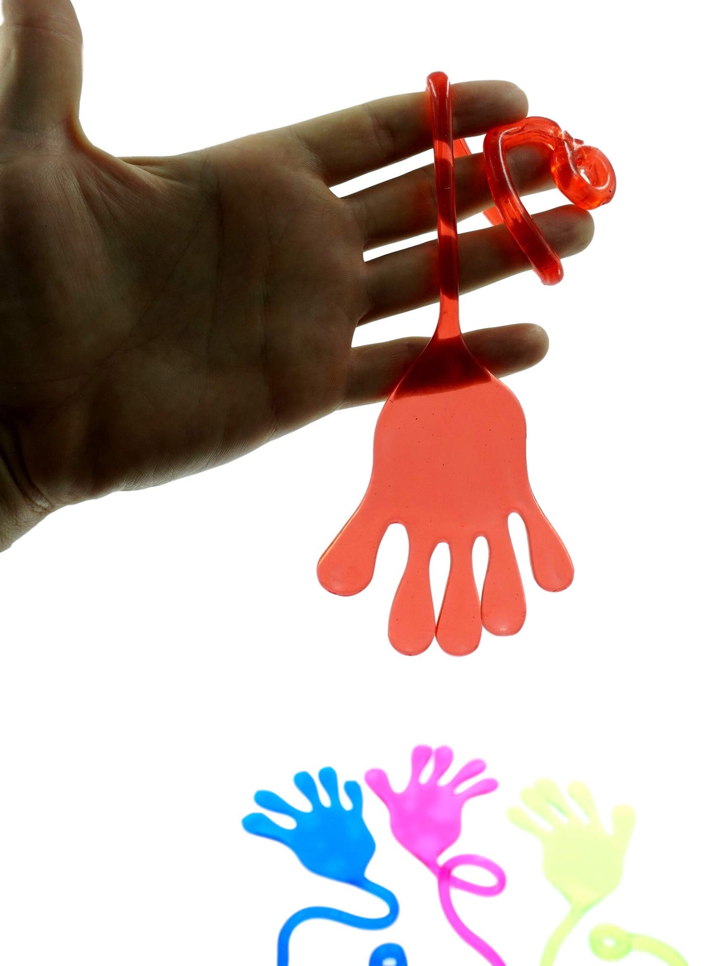 JA-RU Super Stretchy Sticky Hands Fidget Toy - 1 Pack, Vinyl, Red/Green/Purple/Blue - Ideal for Party Favors, Classroom Prizes, and Gifts