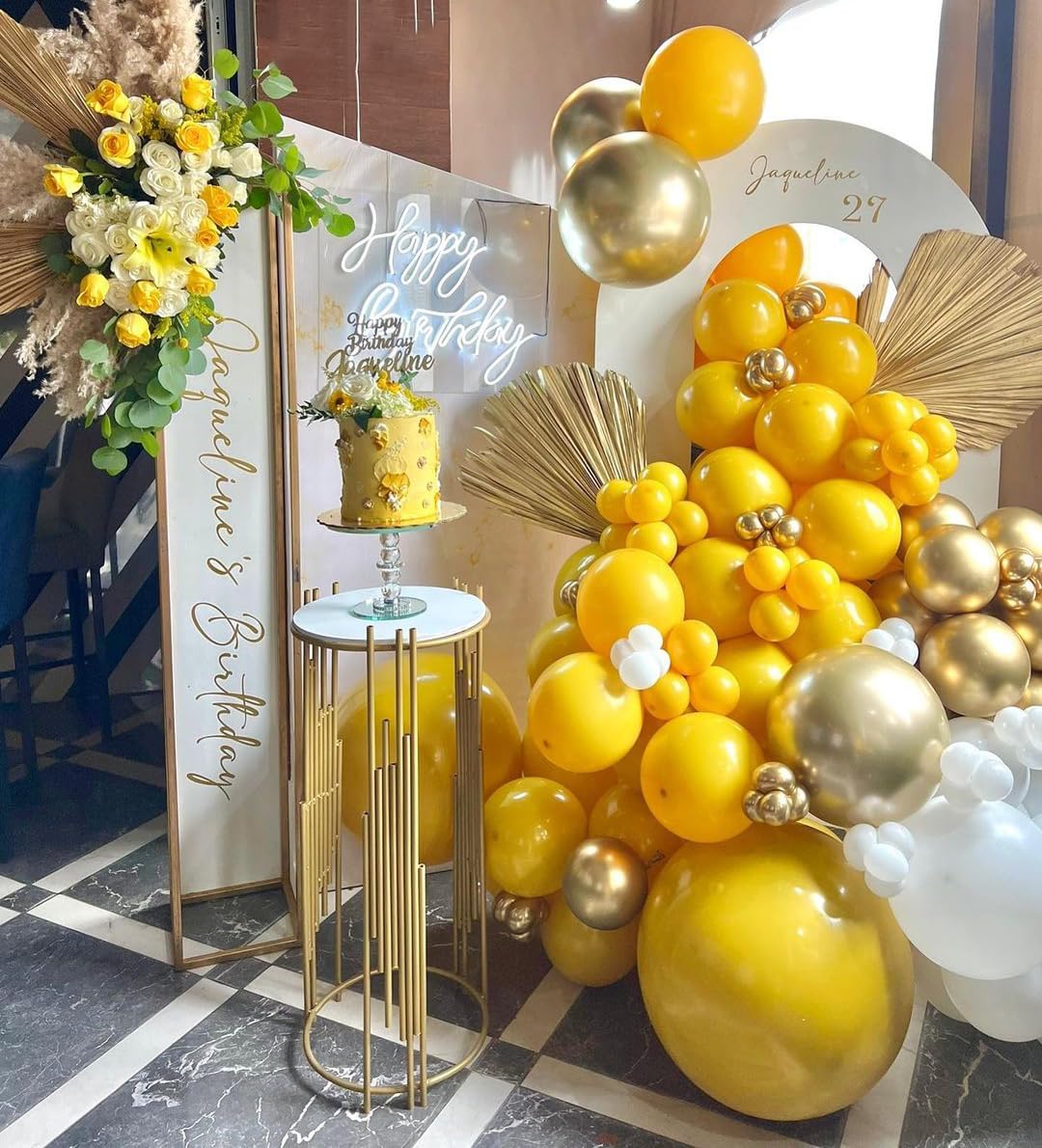 Yellow Gold Confetti Party Balloons, 50Pcs12 Inch Mustard Yellow Balloons Light Yellow Gold Latex Balloons For Birthday Wedding