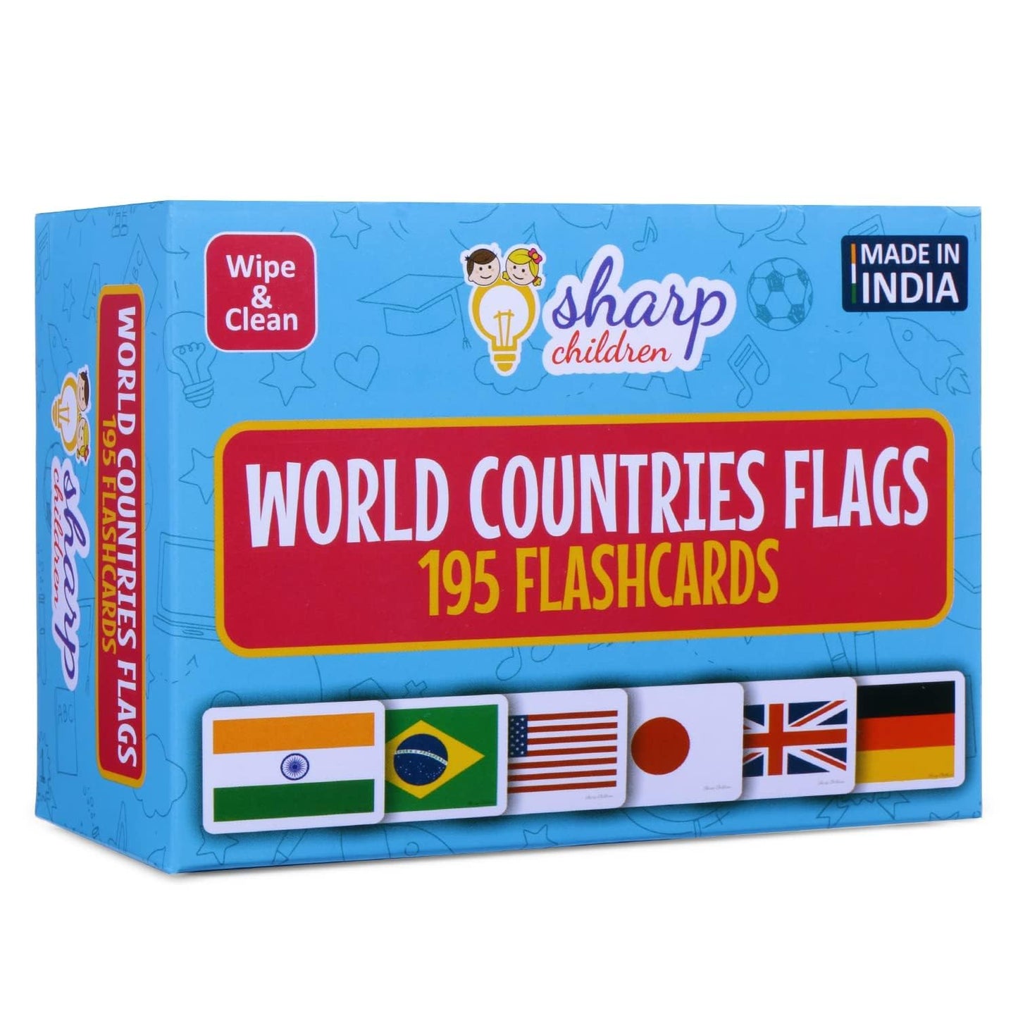 Sharp Children Big Size Language_Skills Flags Flash Cards For Kids, Wipe And Clean, Laminated Activity Flash Cards