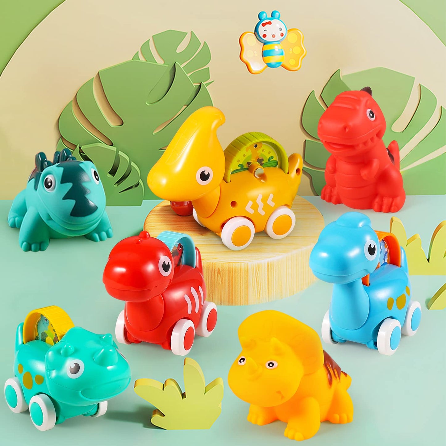 Alasou 7 Pcs Dinosaur Car Toys With Playmat/Storage Bag|1St Birthday Gifts For Toddler Toys Age 1-2|Baby Toys For 1 2 3 Year Old