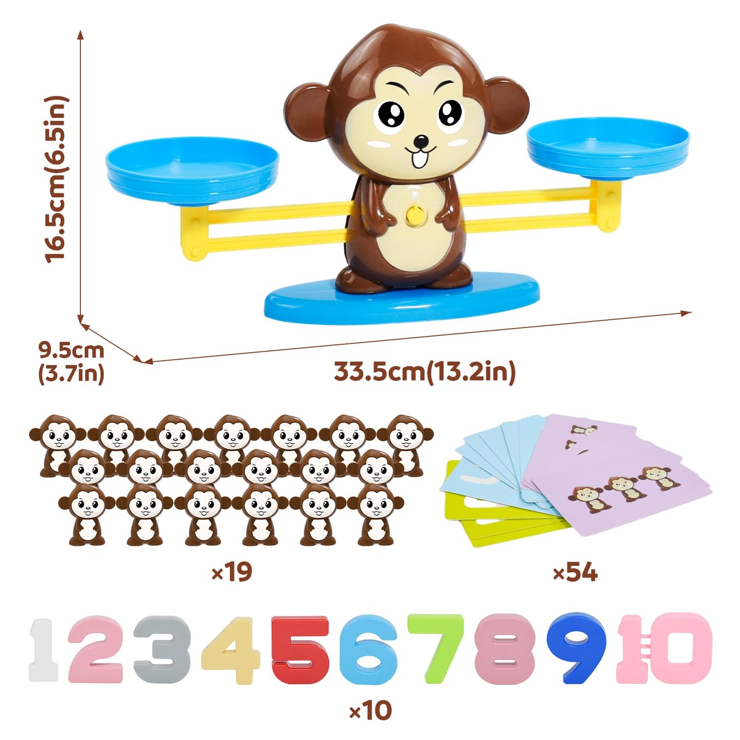 Bakam Monkey Balance Scale Toy, Number Counting Blocks Games, Montessori Math Games For Kids 5-7, Preschool Kindergarten Learnin