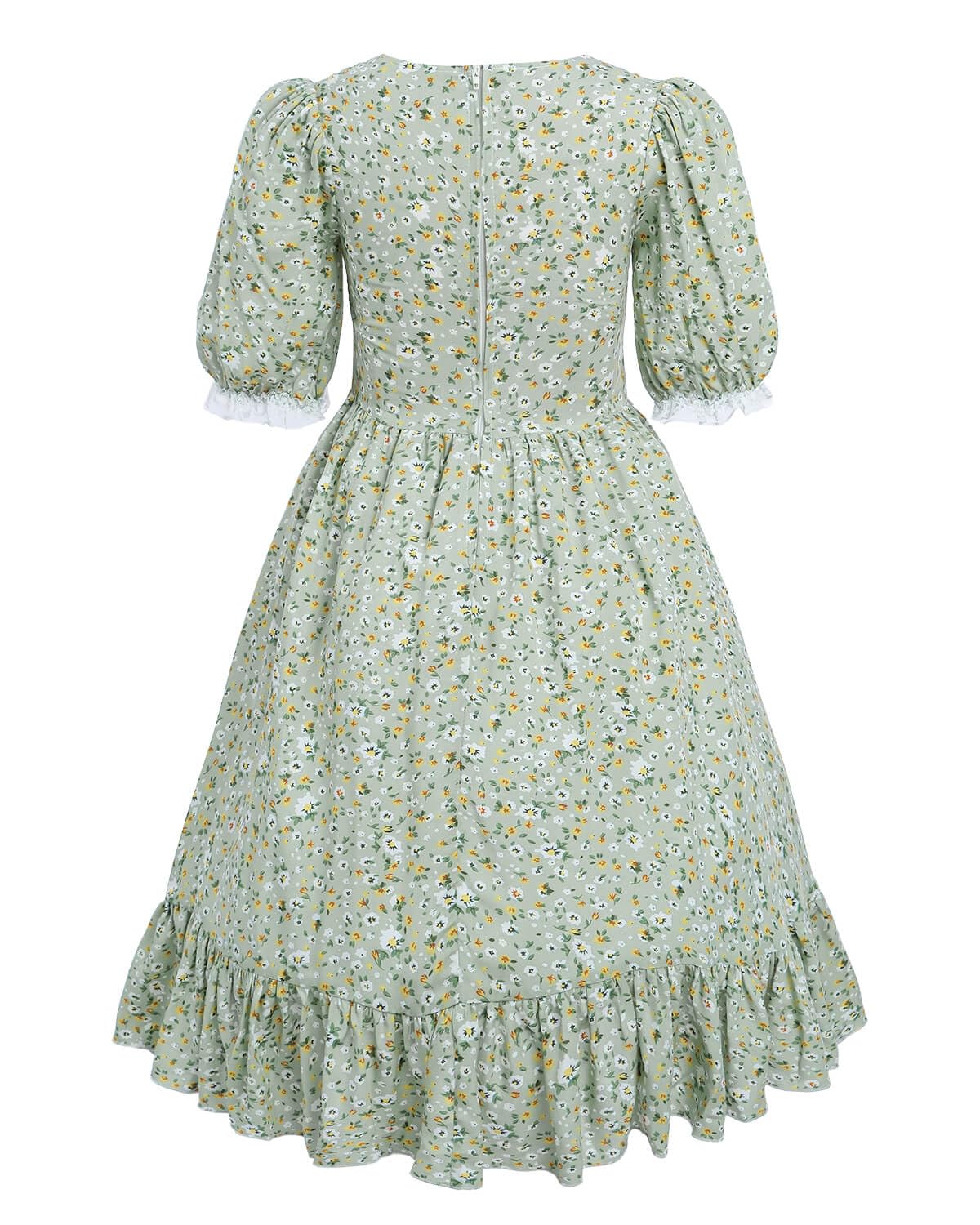 Nuoqi Prairie Dresses for Girls, Girls Laura Ingalls Wilder Costume Pioneer Colonial Dress 10-12, Green
