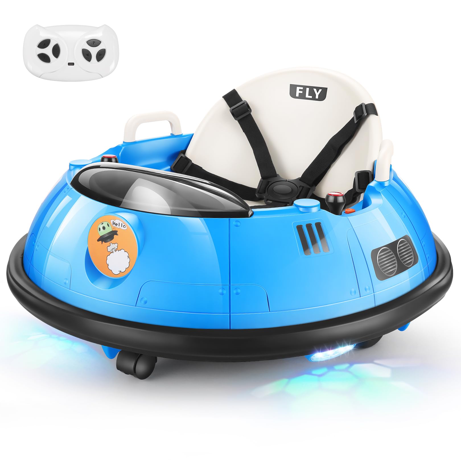 Hikole Bumper Car for Kids, 12V Toddler Bumper Car with Parent Remote, 360 Degree Spin, 5-Point Safety Belt, LED Lights & Horn, 