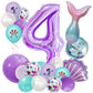 40 Inch Purple Number 4 Balloon,Giant Large Number 4 Balloon,4Th Birthday Mermaid Balloons,Children'S Birthday Party Baby Shower