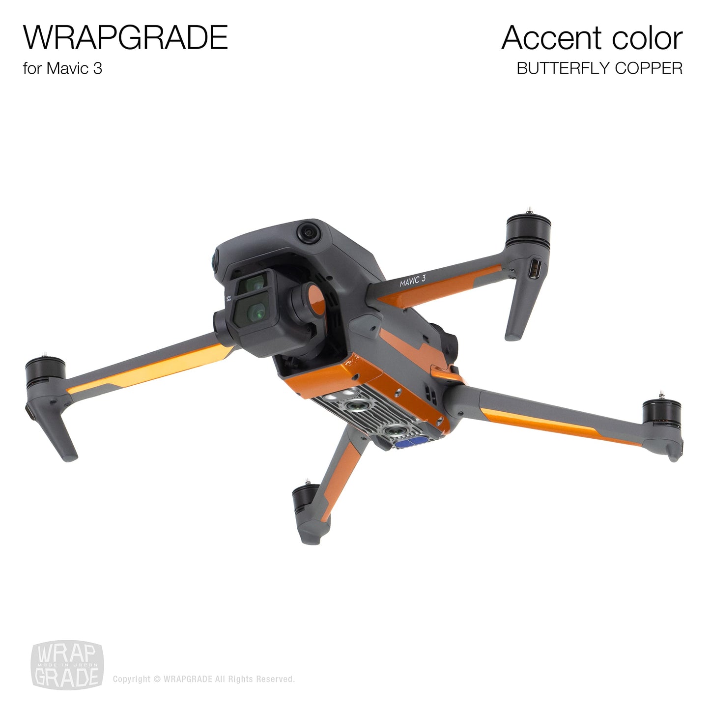 WRAPGRADE Partial Skin Stickers for DJI Mavic 3 / Mavic 3 Classic Accent Color (BUTTERFLY COPPER)