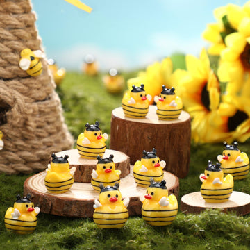 Suzile 50 Pcs Mini Resin Bee Ducks Tiny Resin Animals Figures Small Little Bee Ducks Miniature Gift Decor For Garden Landscape D