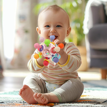 CAHILON Baby Teething Toys - Montessori Sensory Silicone Teethers for 0-18 Months - Pink