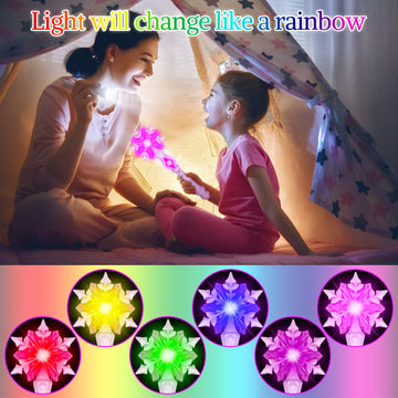 Light Up Frozen Snowflake Wands With Sound(Motion Sensitive) Magic Toy For Kids Girls Princess Party Favors Costume Cosplay Acce