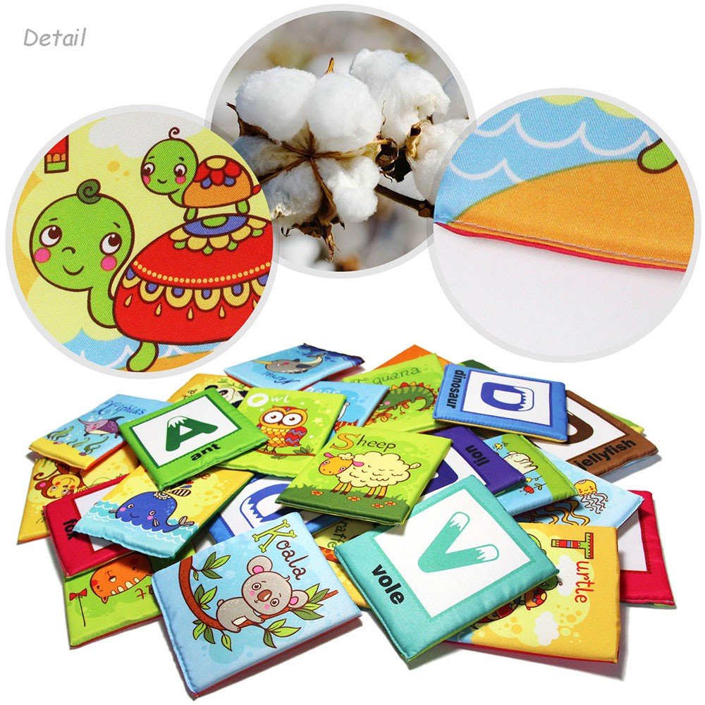 TEYTOY Baby Toy Zoo Series - 26pcs Soft Alphabet Cards, Medium, Multi-color, Polyester with Cloth Bag for Kids 0+ Years