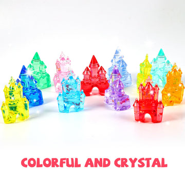 Niceup Acrylic Princess Castle Figurines, Multicolor, 1.6 inches, 65pcs Goodie Bag Treasures for Party Favors & Cake Decoration