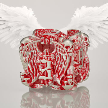 HNCCESG Matt Red White DND Metal Dice 7 PCS Skull Hollow D&D Dice Set for Dungeons and Dragon Gifts of Tabletop Game (Matte Red
