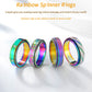 Hothink Anxiety Rings Fidget Rings For Women Spinner Rings For Anxiety 4Pcs 6Mm Rainbow Titanium Steel Rings Size 6-11 (Rainbow