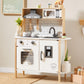 Tiny Land Play Kitchen for Kids, Wooden Kids Play Kitchen Playset Chef Pretend Play Set for Toddlers with Real Lights & Sounds,