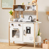 Tiny Land Play Kitchen for Kids, Wooden Kids Play Kitchen Playset Chef Pretend Play Set for Toddlers with Real Lights & Sounds,