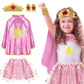 iROLEWIN Wonder Star Superhero-Costumes for Girls Dress-Up Super-Hero-Capes for Kids Tiara Cuff Tutu as Big-Sister-Gifts
