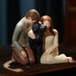 Hensonever Couple With Black Dog Figurines Ornaments, We Are A Family Black Dog Memorials Statues For Dog Lovers