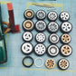 1/64 Wheels Front Small Rear Big For Muscle Cars And Sports Cars,4 Sets/Pack, Eight Spokes,Abs Wheels With Rubber Tire Rivet Axl