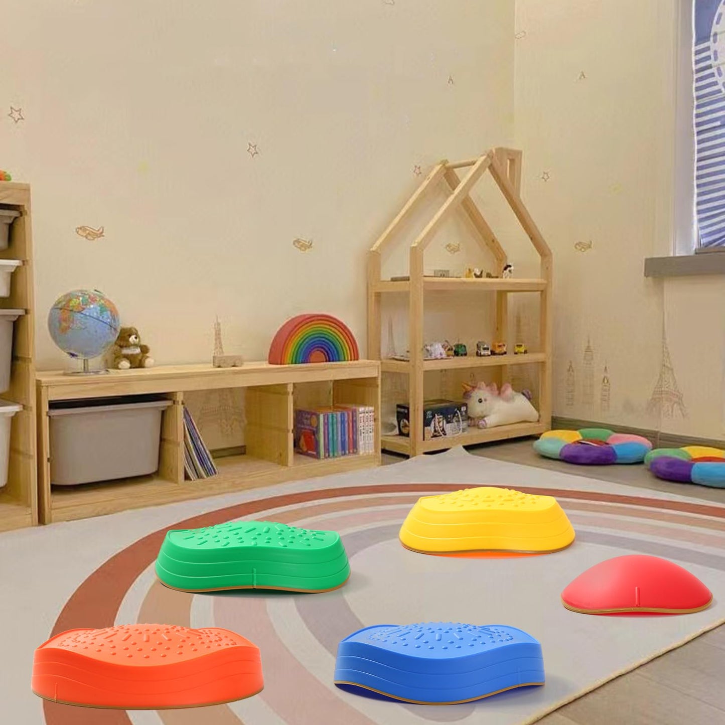 Juoe 5Pcs Stepping Stones For Kids,Non-Slip Plastic Toddler Balance River Stones For Promoting Children'S Coordination Skills Ob