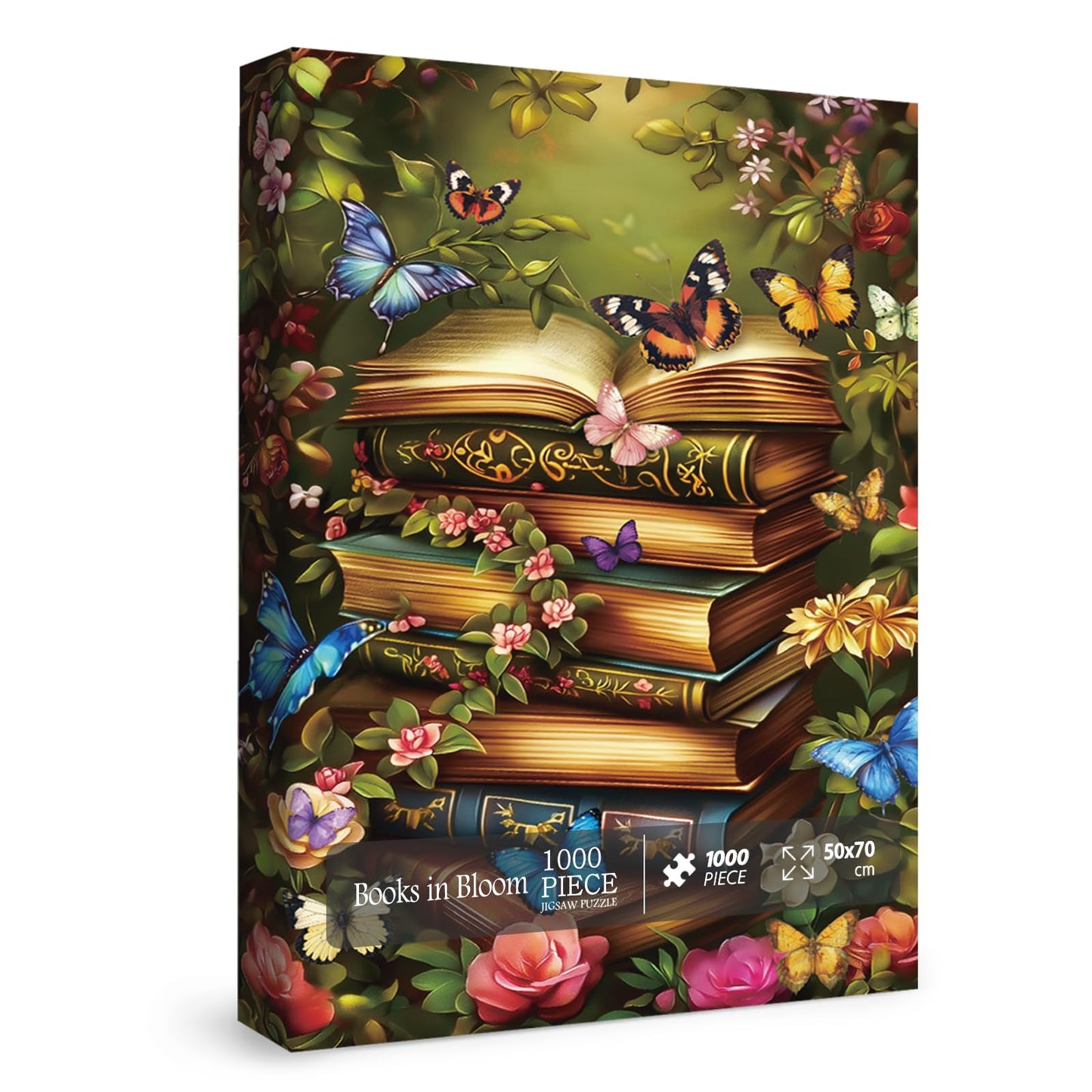 Vintage Flower Book Puzzles for Adults 1000 Pieces, Butterfly Floral Retro Jigsaw Puzzles, Garden Plant Art Puzzles