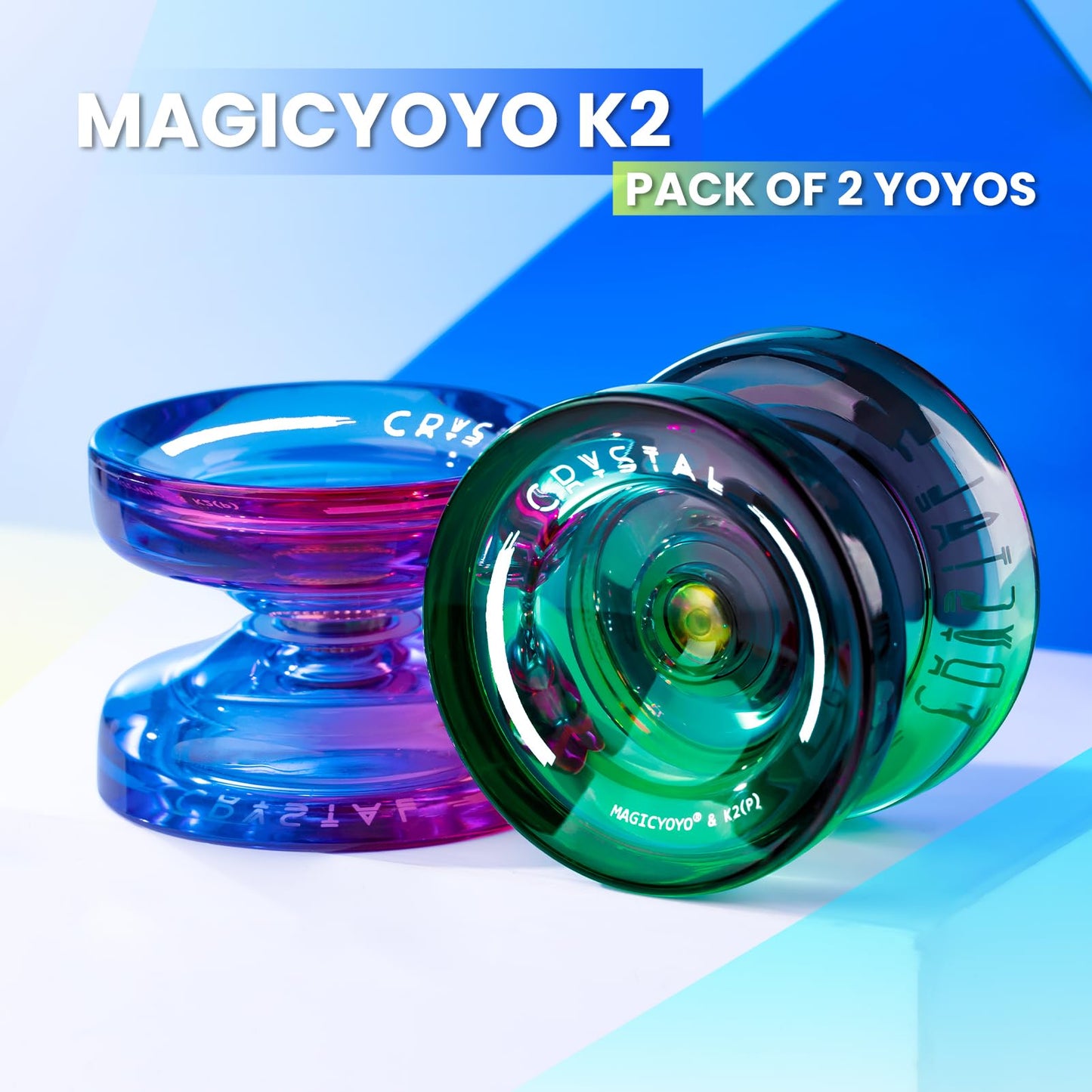 MAGICYOYO K2 Professional Yoyo Set - 2 Pack (Responsive/Unresponsive) with Strings & Case - Pink Purple/Black Green - Ideal for Kids/Beginners