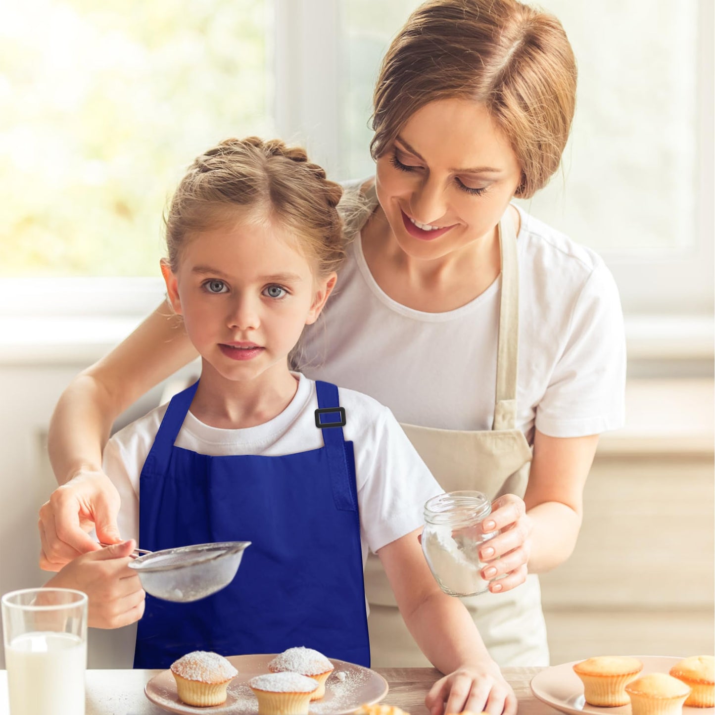Imerago 15 Pcs Kids Aprons With Pockets Adjustable Chef Painting Aprons Bulk For Girls Boys Aged 6-13 Cooking Baking Crafting Bl