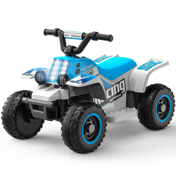 Anpabo 6V 7Ah Kids Atv Ride On Toy, 4 Wheeler For Toddler W/Headlight, Forward & Reverse, Horn, Music Player, Usb, Mp3, Treaded Tires, Ideal Gift For Toddlers(Blue-White)