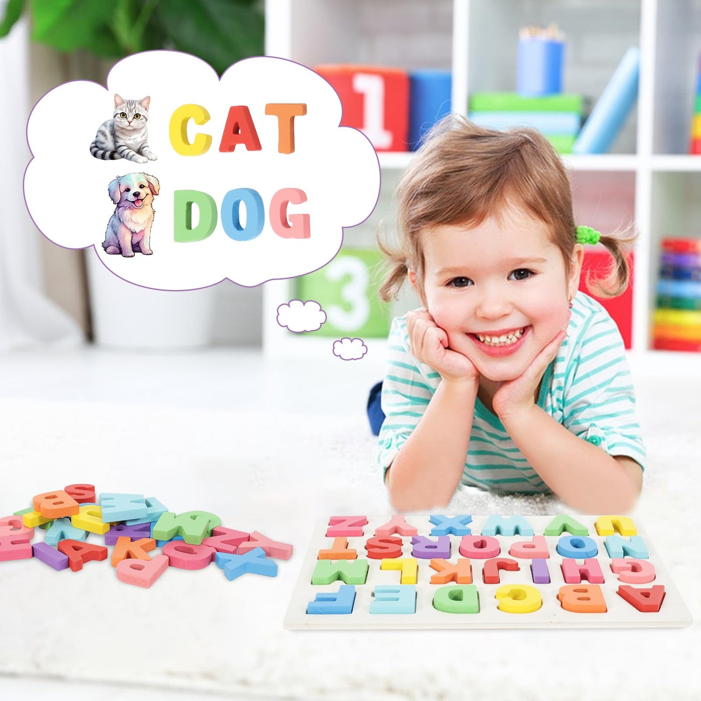 Kairsya Alphabet Puzzle - Montessori Wooden Puzzles For Toddlers 1-5 | Abc Alphabet Puzzles Learning Toys For Toddlers 1-5 Alpha