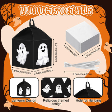 VIHOSE 16 Sets Halloween Ghost Paper Crafts Tissue Paper Lanterns Craft Kits Bulk Make Your Own Suncatchers Hanging Ornament DIY