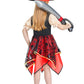 Ikali Girls Pirate Costume With Hat Accessories, Buccaneer Princess Fancy Dress Outfit For Kids 8-10 Years Themed Party Role Pla