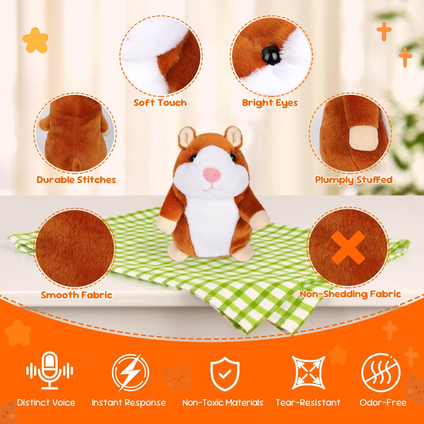Minureda Toddler Toys Talking Hamster Repeats What You Say, Kids Interactive Stuffed Animal Plush Toys, Birthday Gift for 3-8 Ye