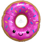 Donut Super Shape Foil Balloon, 27, Smiling Doughnut with sprinkles