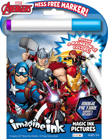 Bendon Imagine Ink Magic Ink Pictures and Game Book with Mess Free Marker (Avengers)