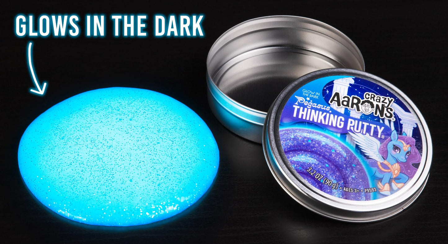 Crazy Aarons 4    Glow In The Dark Pegasus Thinking Putty 90 Grams - Never Dries Out - Sensory Play Putty - Creative Toy For Kid