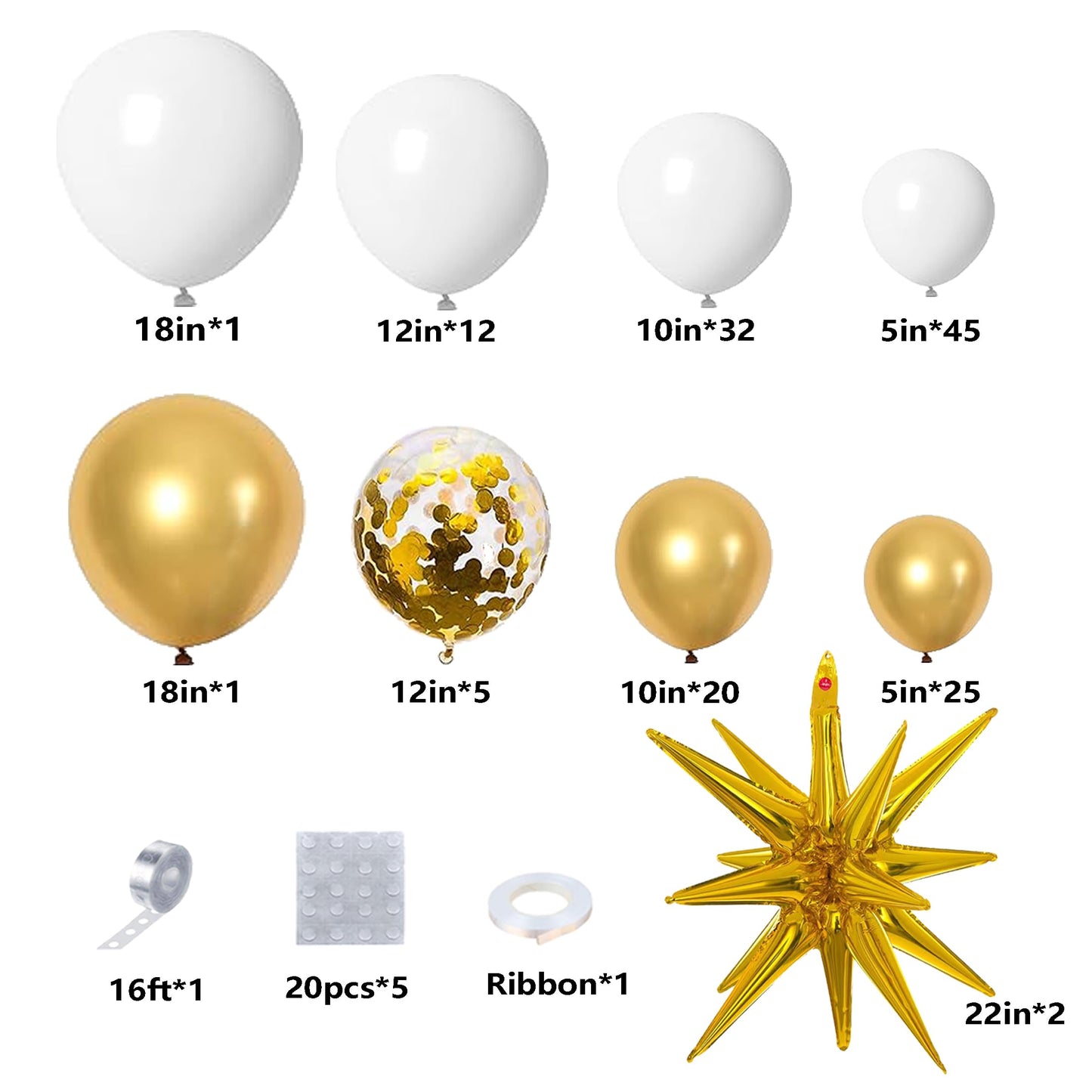 146Pcs White And Gold Balloons Garland Arch Kit With Gold Exploding Star Foil Balloons For Graduation Wedding Engagement New Yea