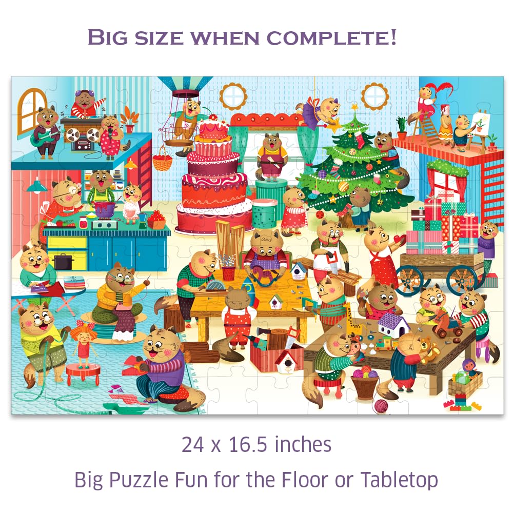 Caring Cats Makermax Kindness Puzzle - 100 Piece Jigsaw Puzzle with Missions | Emotional Learning Activity for Kids Ages 5-9 | Develops Empathy  Focus  and Fine Motor Skills | Gift for Boys & Girls