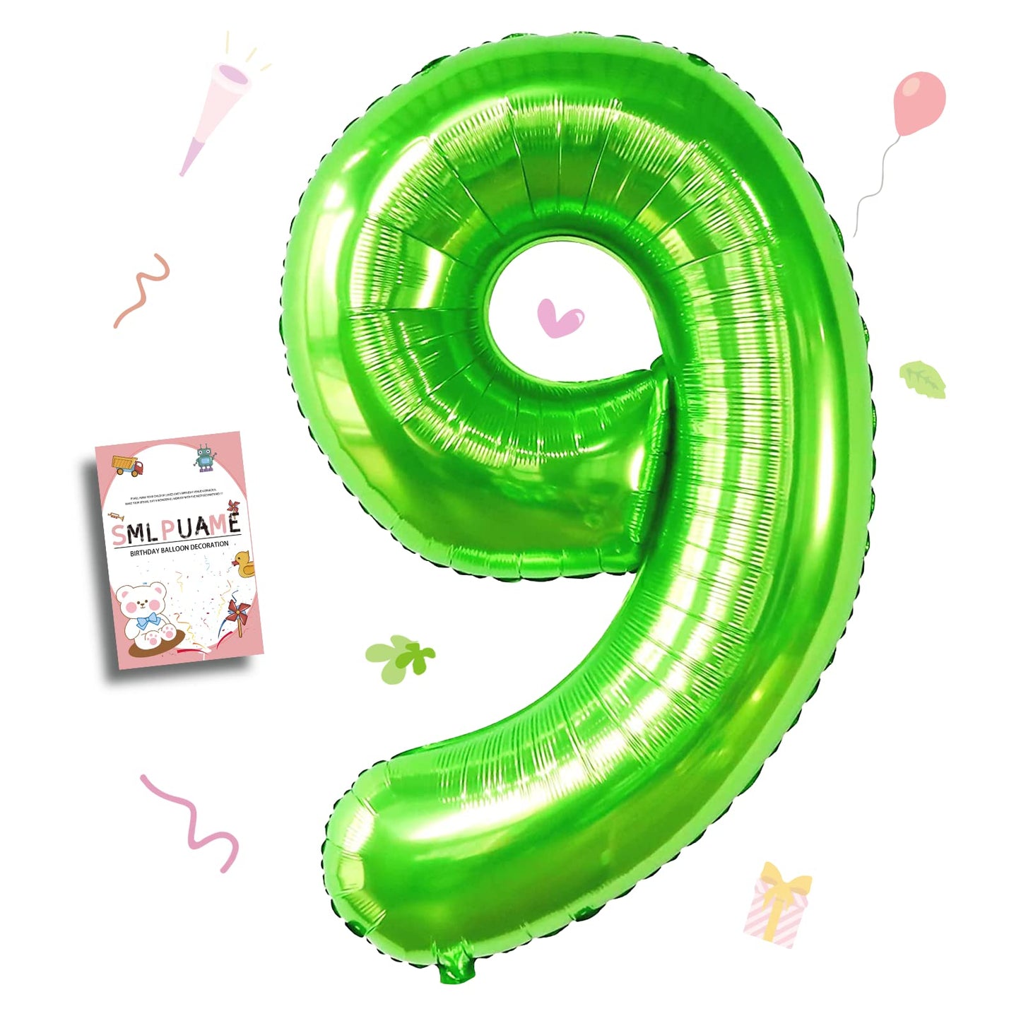 Smlpuame 40 Inch Number Balloon 0-9 Green Large Number 9 Balloons,Digital Balloons For Birthday Party Celebration Decorations Su