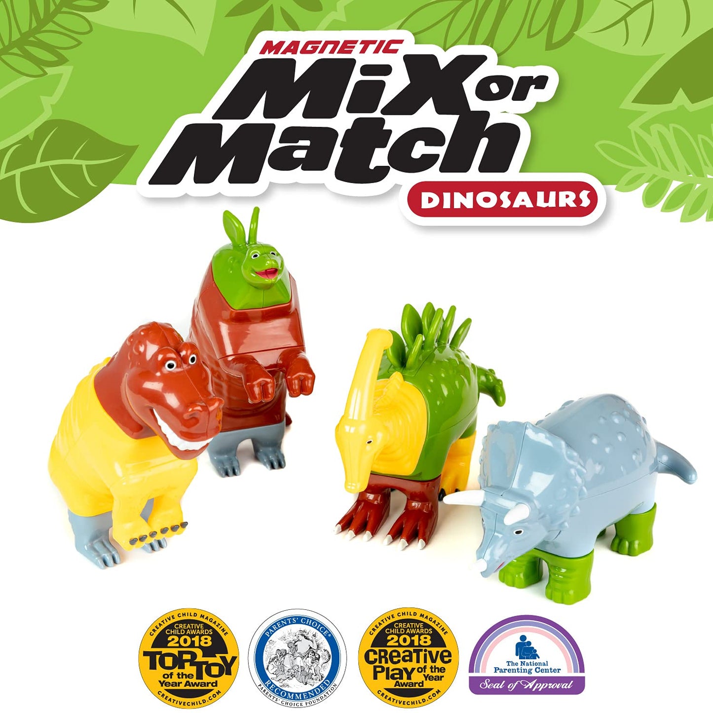 Magnetic Mix Or Match Dinosaurs Toy Play Set, 15 Pieces