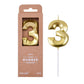PHD CAKE 2.76 Inch Diamond Gold 3 Number Birthday Candles, Gold Number Candles, Cake Number Candles, Party Celebration